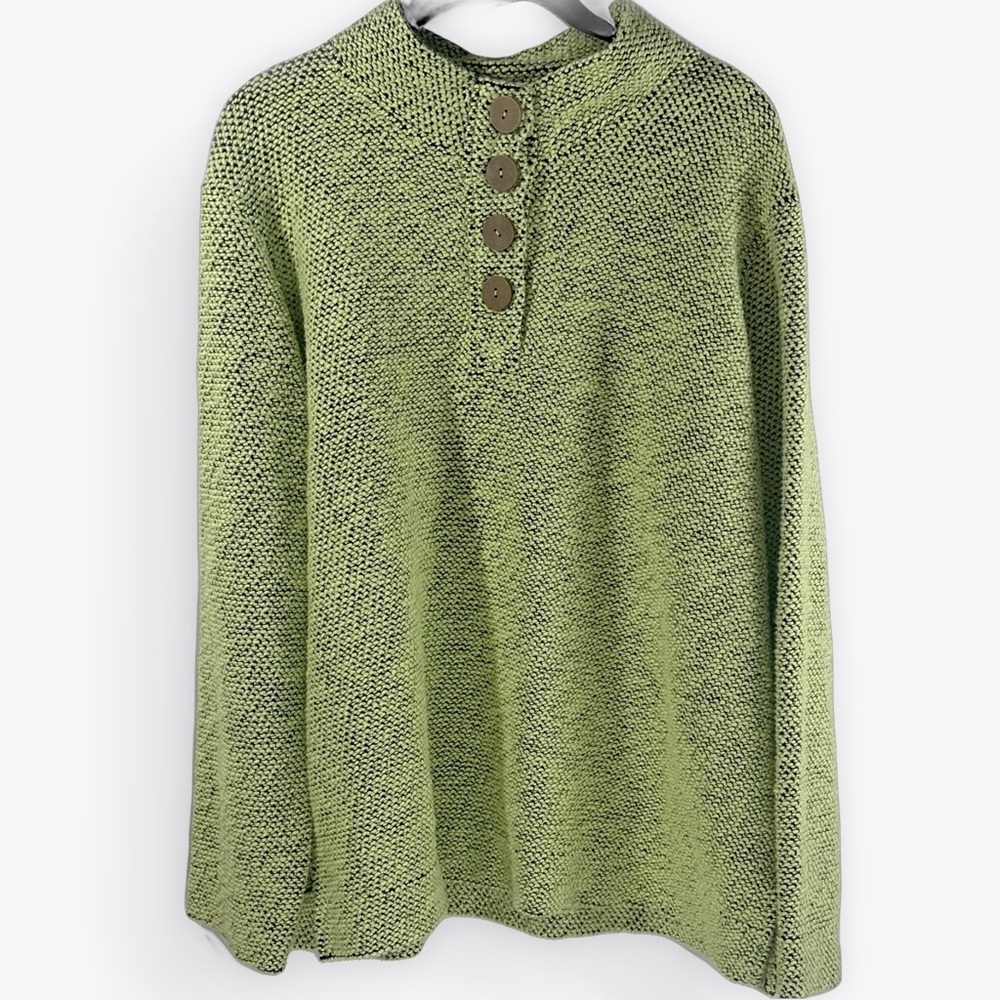 Chic Lime Green Knit Sweater with Buttons